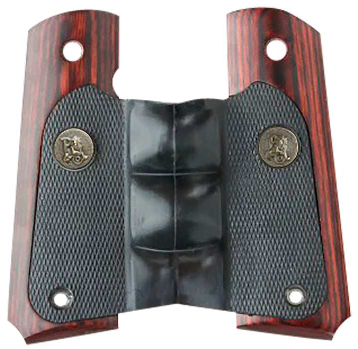 Pachmayr 00423 American Legend Grip Wraparound Black Rubber with Rosewood Trim & Finger Grooves for 1911