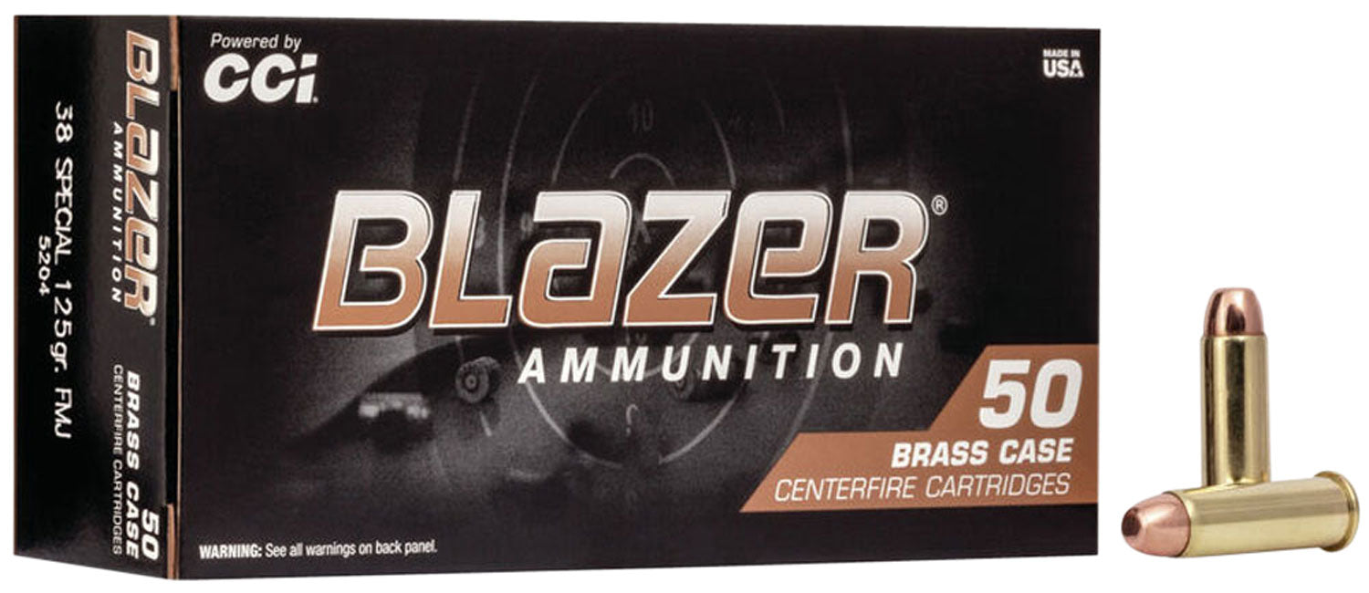 CCI 5204 Blazer Brass  38 Special 125 gr 865 fps Full Metal Jacket (FMJ) 50 Bx/20 Cs