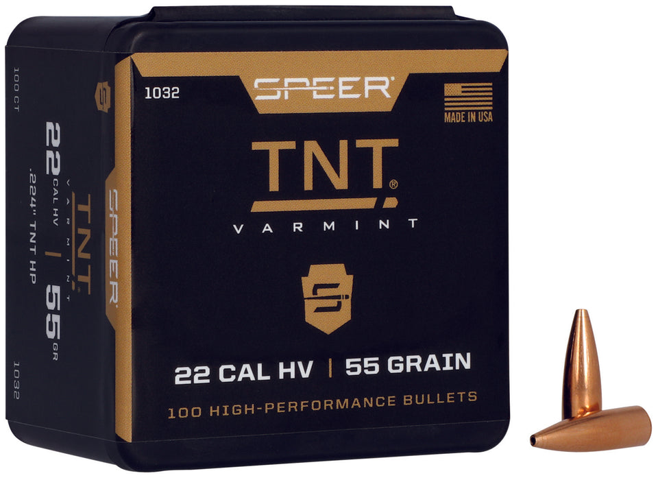 Speer 1032 TNT  22 Cal .224 55 gr Jacket Hollow Point 100 Per Box/5 Case