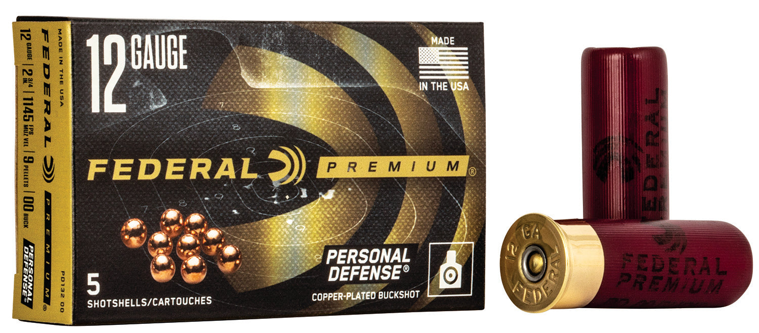 Federal PD13200 Premium Personal Defense Reduced Recoil 12 Gauge 2.75" 9 Pellets 1145 fps 00 Buck Shot 5 Bx/ 50 Cs