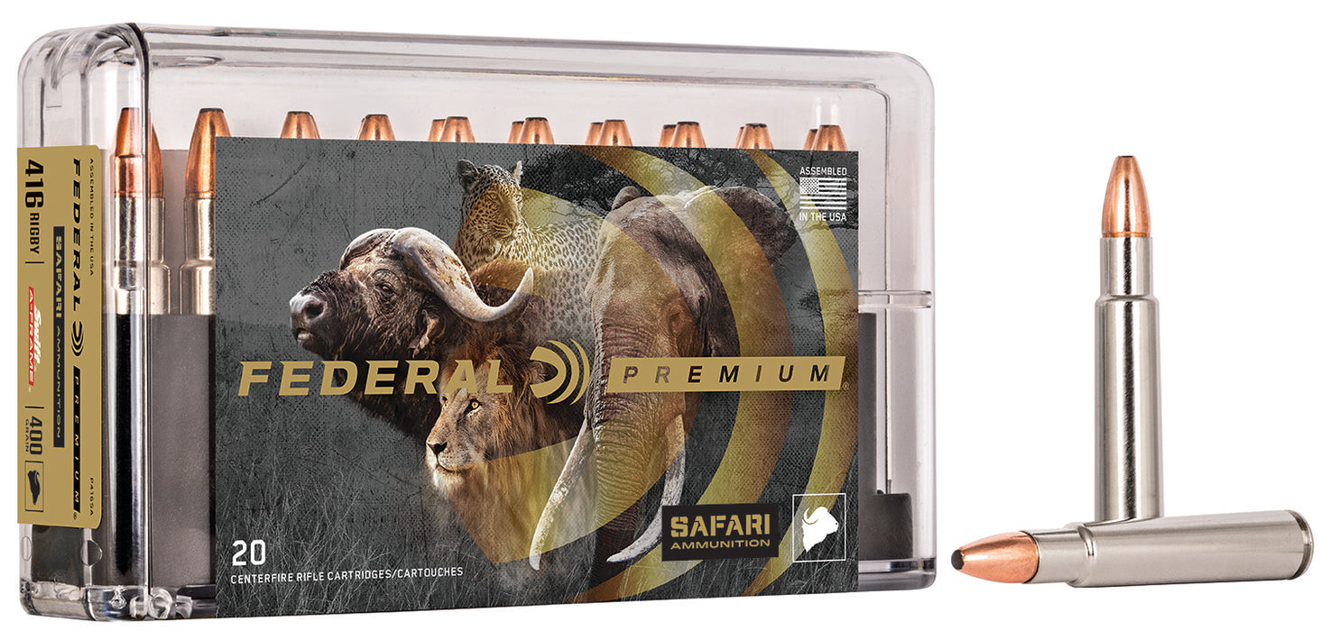 Federal P416SA Premium Safari Cape-Shok 416 Rigby 400 gr 2350 fps Swift A-Frame (SWFR) 20 Bx/10 Cs