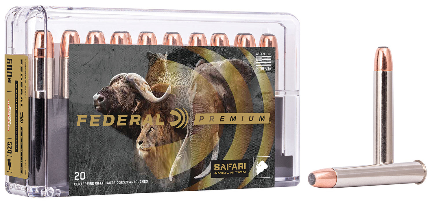 Federal P500NSA Premium Safari Cape-Shok 500 Nitro Express 570 gr 2100 fps Swift A-Frame (SWFR) 20 Bx/10 Cs