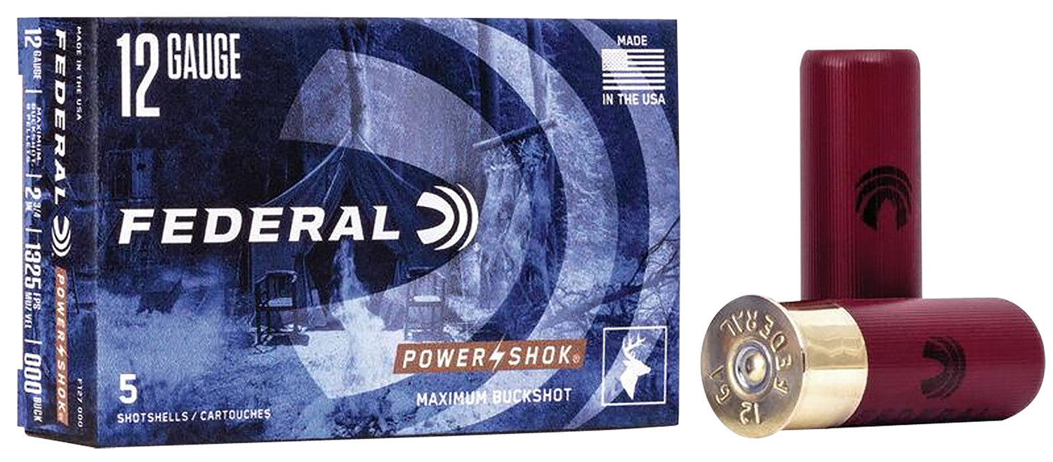 Federal F127000 Power-Shok Magnum 12 Gauge 2.75" 1 3/16 oz 1325 fps 000 Buck Shot 5 Bx/50 Cs