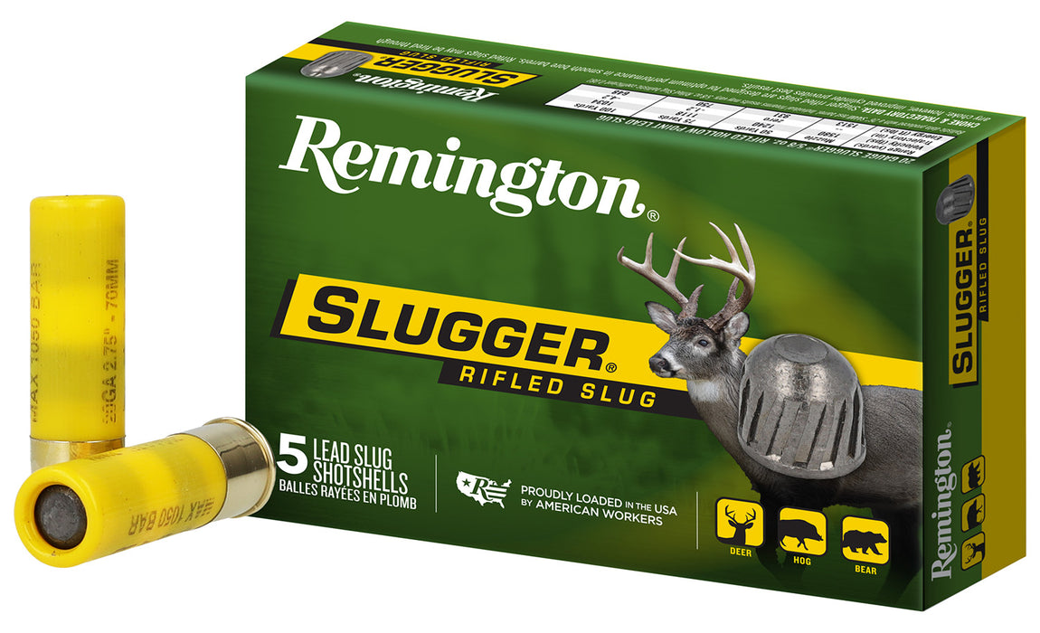 Remington Ammunition 20616 Slugger  20 Gauge 2.75" 7/8 oz 1580 fps Rifled Slug Shot 5 Bx/50 Cs