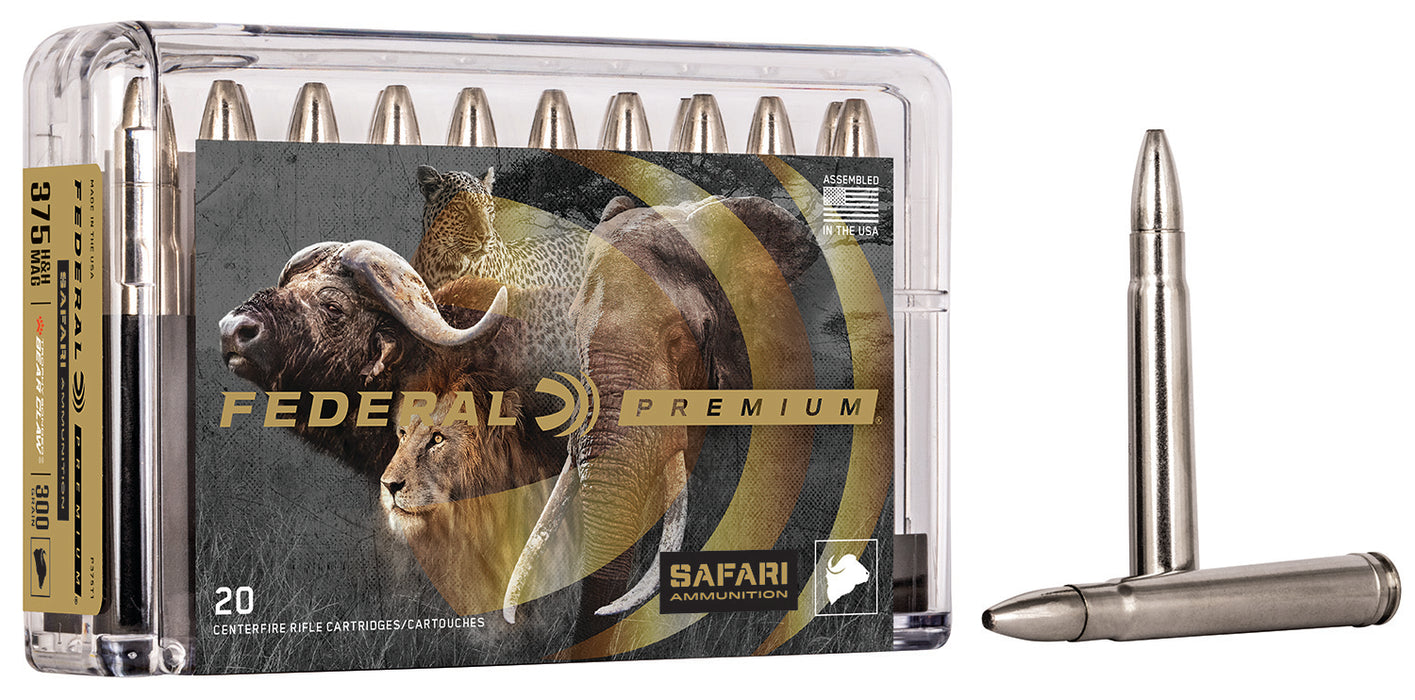 Federal P375T1 Premium Safari Cape-Shok 375 H&H Mag 300 gr 2400 fps Trophy Bonded Bear Claw (TBBC) 20 Bx/10 Cs