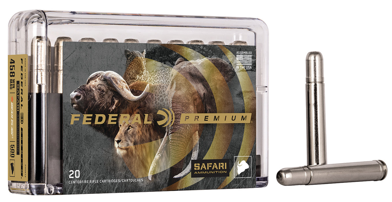 Federal P458T2 Premium Safari Cape-Shok 458 Win Mag 500 gr 2090 fps Trophy Bonded Bear Claw (TBBC) 20 Bx/10 Cs