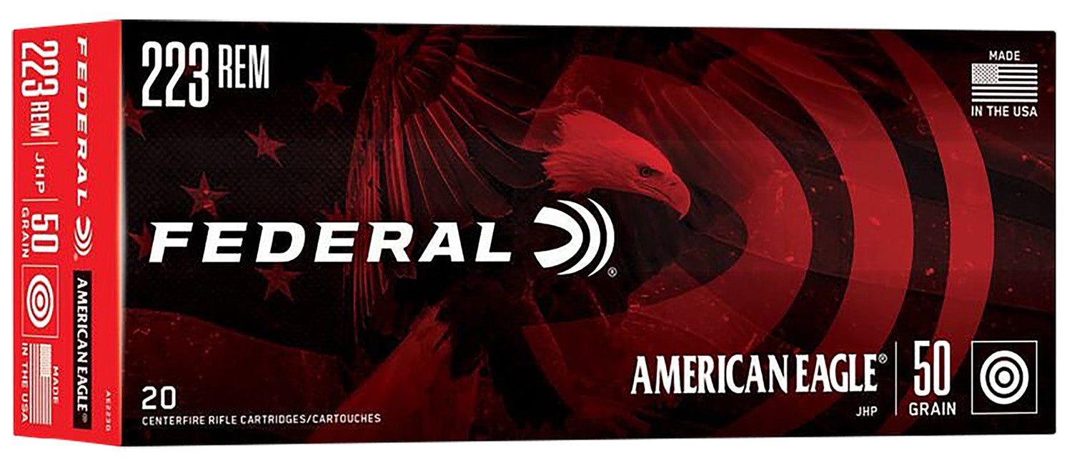Federal AE223G American Eagle Varmint & Predator 223 Rem 50 gr 3325 fps Jacketed Hollow Point (JHP) 20 Bx/25 Cs