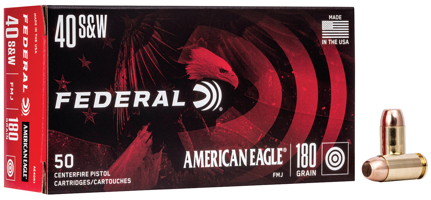 Federal AE40R1 American Eagle  40 S&W 180 gr Full Metal Jacket (FMJ) 50 Per Box/20 Cs