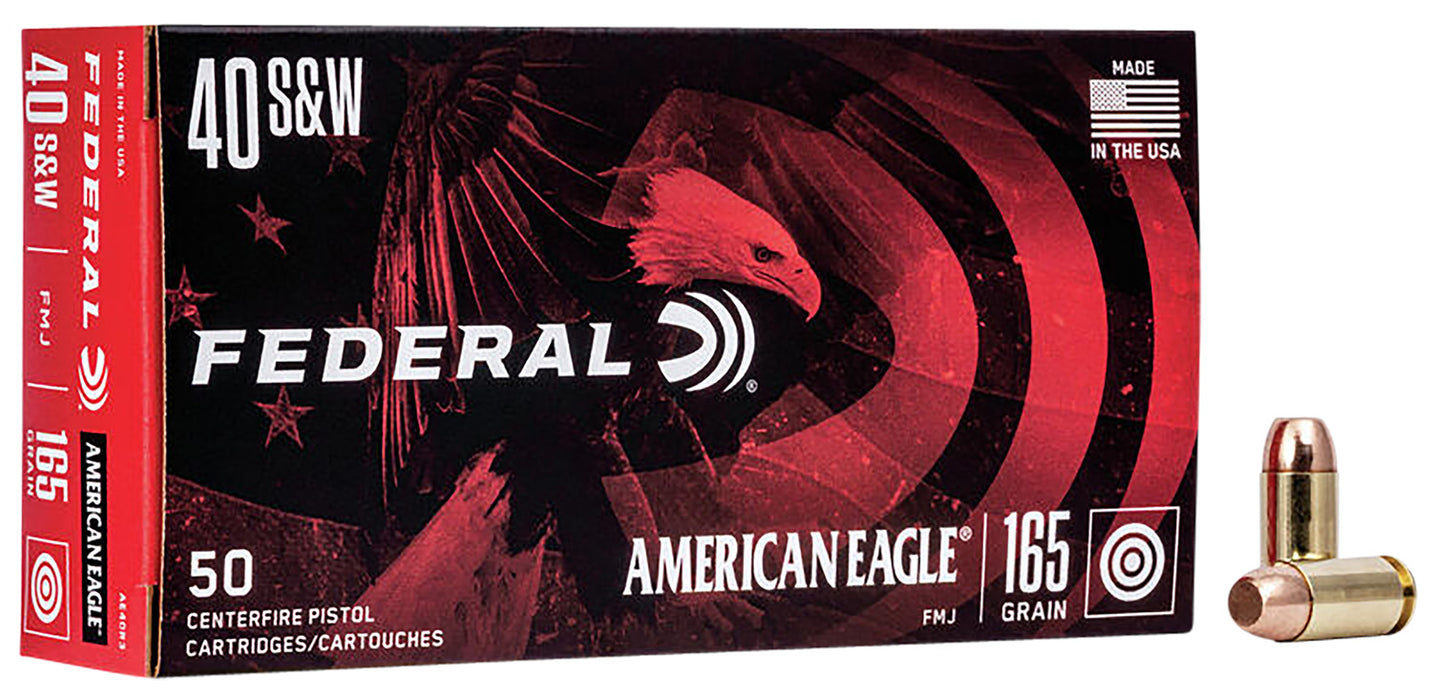 Federal AE40R3 American Eagle  40 S&W 165 gr Full Metal Jacket (FMJ) 50 Per Box/20 Cs