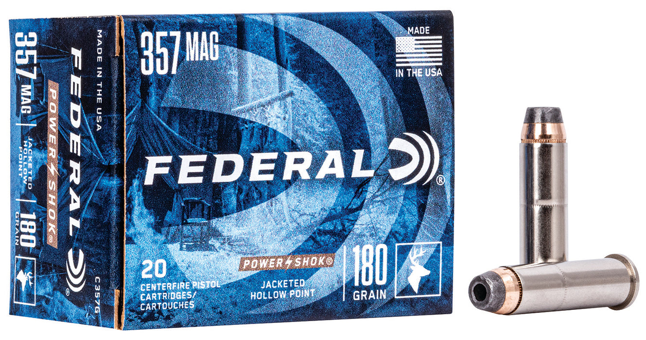 Federal C357G Power-Shok  357 Mag 180 gr Jacketed Hollow Point (JHP) 20 Per Box/25 Cs