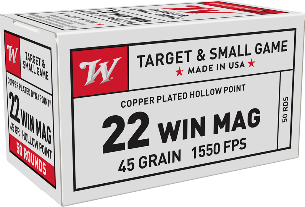 Winchester Ammo USA22M USA Dynapoint 22 WMR 45 gr Copper Plated Hollow Point (CPHP) 50 Bx/ 40 Cs