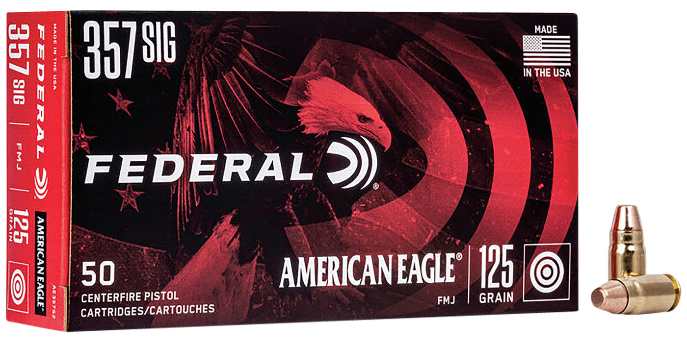 Federal AE357S2 American Eagle  357 Sig 125 gr Full Metal Jacket (FMJ) 50 Per Box/20 Cs