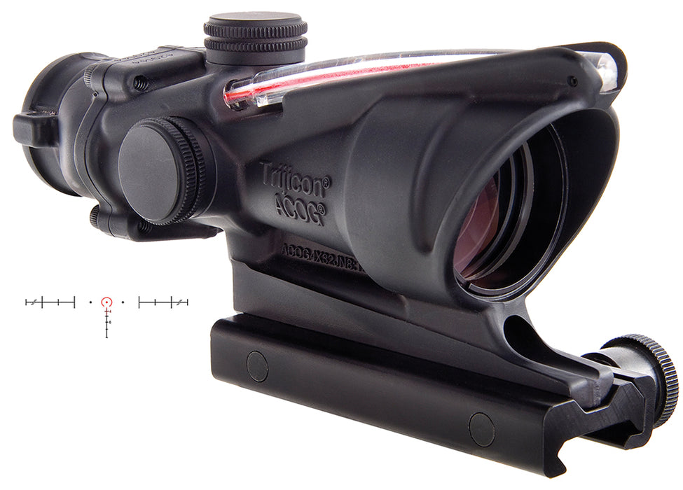 Trijicon 100220 ACOG  Black Hardcoat Anodized 4x32mm Illuminated Red Horseshoe w/ Red Dot 6.8 SPC Reticle