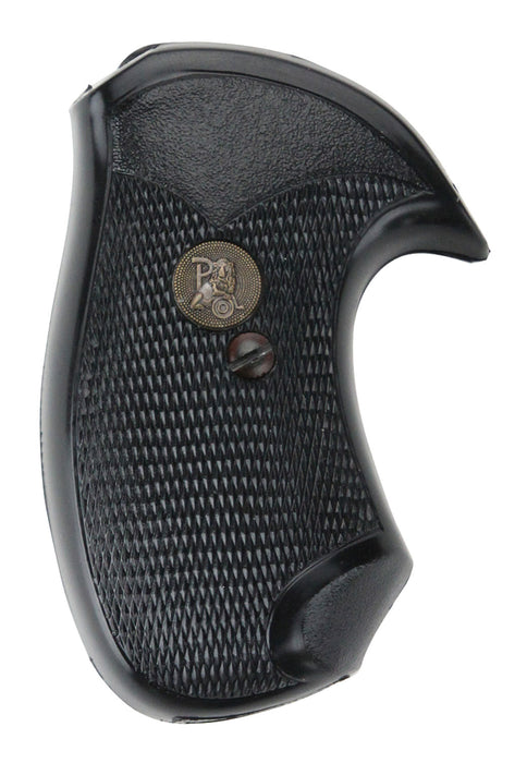 Pachmayr 03147 Compact Grip Checkered Black Rubber with Finger Grooves for Small Rossi Revolvers