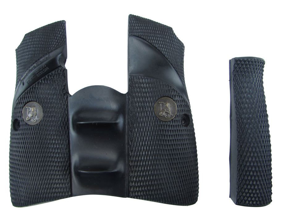 Pachmayr 03952 Signature Grip Wraparound Checkered Black Rubber with Backstrap & Finger Grooves for Browning Hi-Power