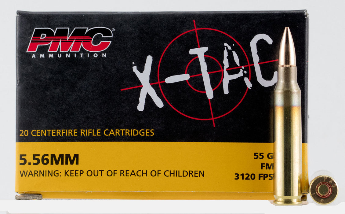 PMC 556X X-Tac  5.56x45mm NATO 55 gr Full Metal Jacket Boat-Tail (FMJBT) 1000 Round Case