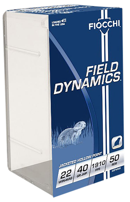 Fiocchi 22FWMB Field Dynamics  22 WMR 40 gr 1910 fps Jacketed Hollow Point (JHP) 50 Bx/40 Cs