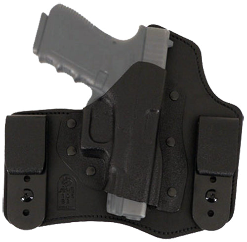 DeSantis Gunhide 105KAM9Z0 Intruder  IWB/OWB Black Leather Belt Clip Fits S&W M&P Compact 9/40 3.50" Barrel Right Hand