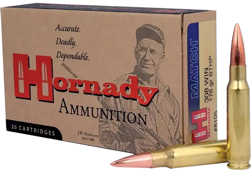 Hornady 82298 Match  8x57mm JS 196 gr 2500 fps Hollow Point Boat-Tail Match (HPBTM) 20 Bx/10 Cs