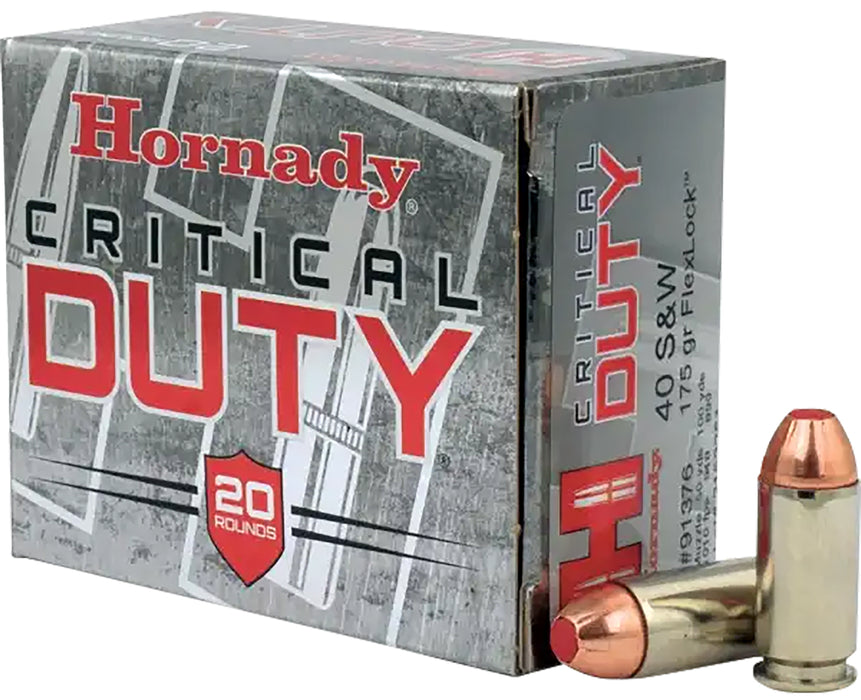 Hornady 91376 Critical Duty  40 S&W 175 gr Hornady FlexLock (FL) 20 Per Box/ 10 Cs