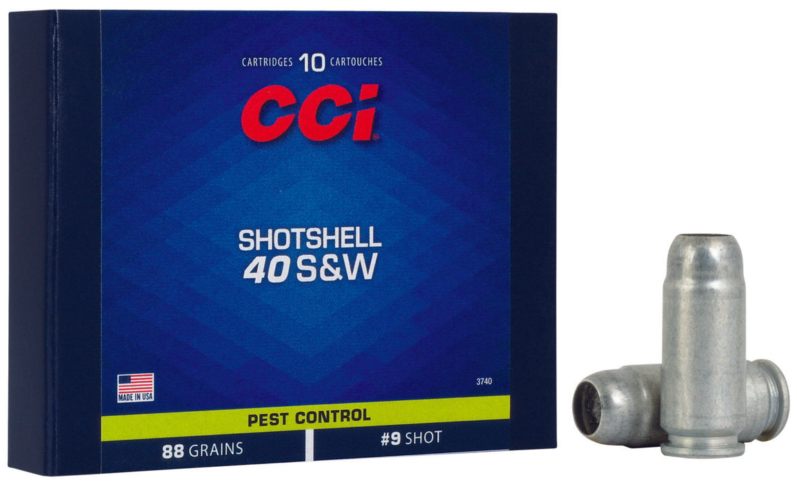 CCI 3740 Pest Control Shotshell 40 S&W 88 gr 1250 fps Shotshell #9 Shot 10 Bx/20 Cs
