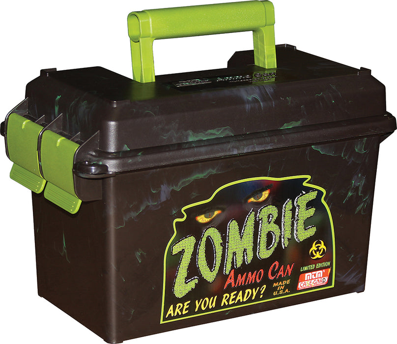 MTM Case-Gard AC50Z Ammo Can  50 Cal Rifle Black w/Zombie Green Accents Polypropylene