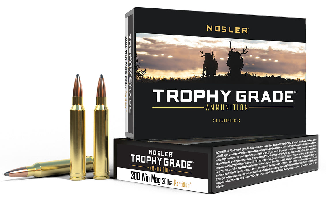 Nosler 60069 Trophy Grade  300 Win Mag 200 gr 2750 fps Nosler Spitzer Partition (SPT) 20 Bx/10 Cs