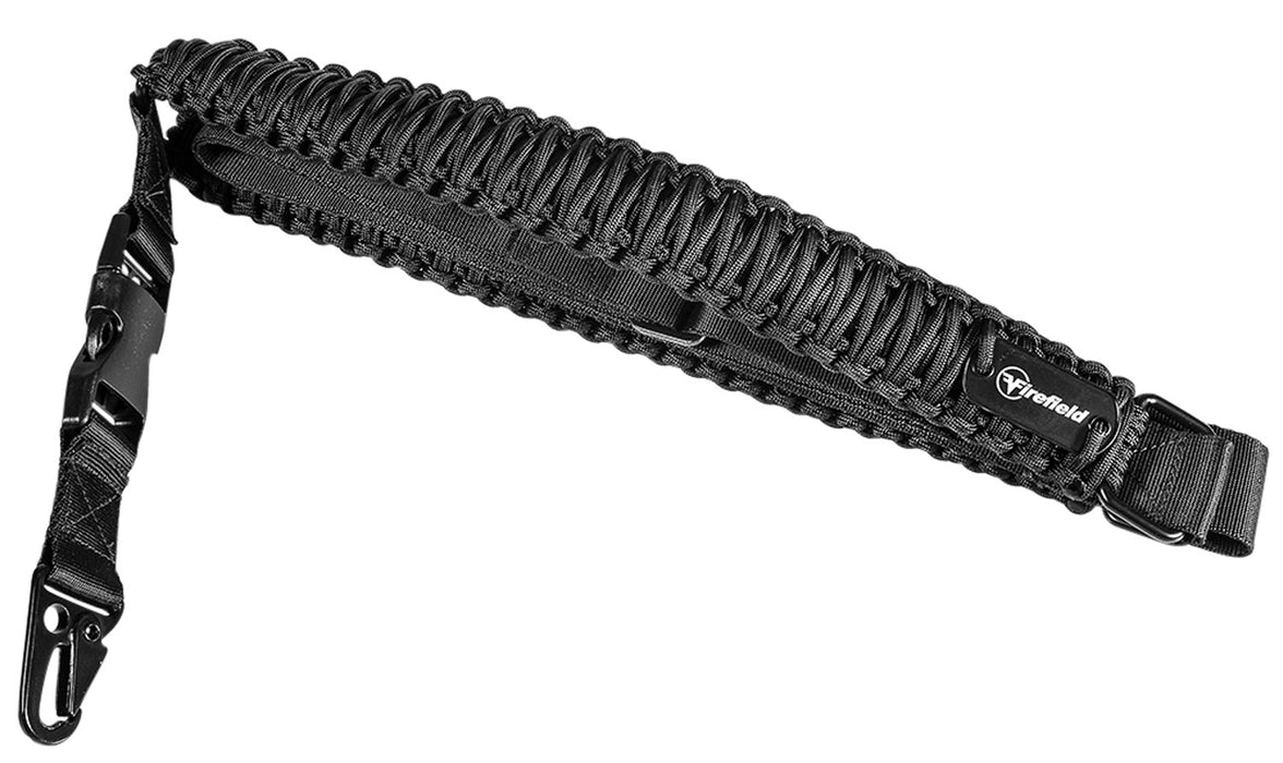 Firefield FF46000 Single Point Tactical Sling made of Black Nylon Paracord with 28"-31" OAL, 1.50" W & Adjustable Design for Rifles