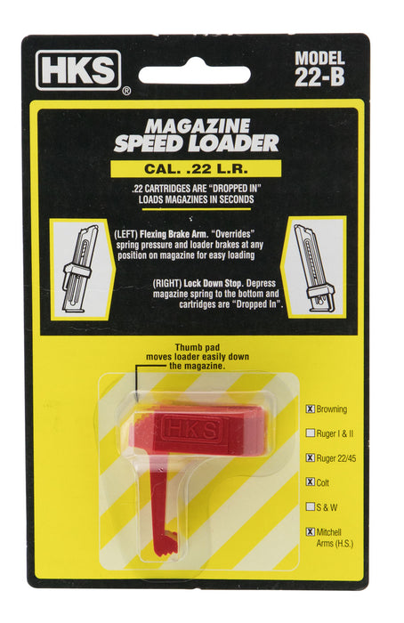 HKS 22B Speed Mag Loader Made of Plastic with Red Finish for 22 LR Pistols