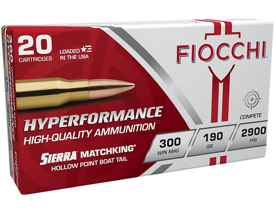 Fiocchi 300WMMKE Hyperformance  300 Win Mag 190 gr 2900 fps Sierra MatchKing BTHP 20 Bx/10 Cs