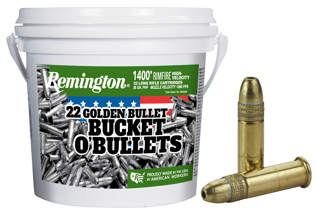 Remington Ammunition 21231 Golden Bullet  22 LR 36 gr Plated Hollow Point 1400 Bx/ 4 Cs (Bucket)