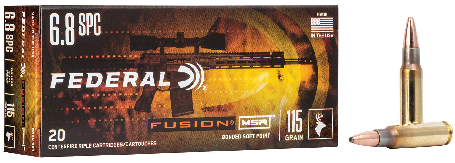 Federal F68MSR1 Fusion MSR 6.8 SPC 115 gr 2470 fps Fusion Soft Point 20 Bx/10 Cs