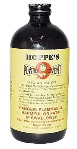 Hoppe's 916 No. 9 Bore Cleaner Removes Carbon Powder & Lead Fouling Child Proof Cap  1 Pint (16 oz.) Bottle 10 Per Pack