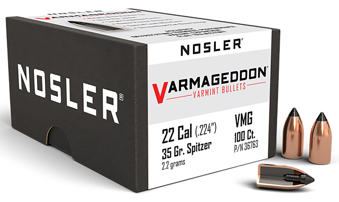 Nosler 36763 Varmageddon  22 Cal .224 35 gr Flat Base Tipped/ 100 Per Box