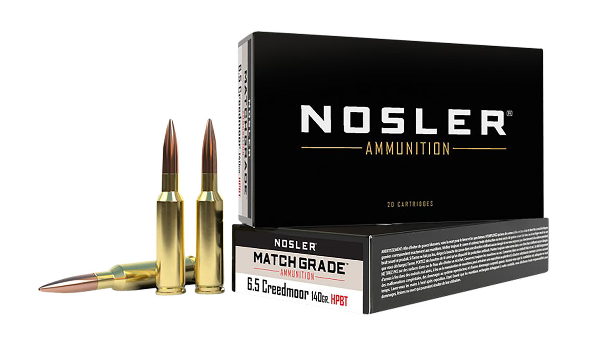 Nosler 43455 Match Grade  6.5 Creedmoor 140 gr 2550 fps Custom Competition Hollow Point Boat-Tail (CCHPBT) 20 Bx/10 Cs