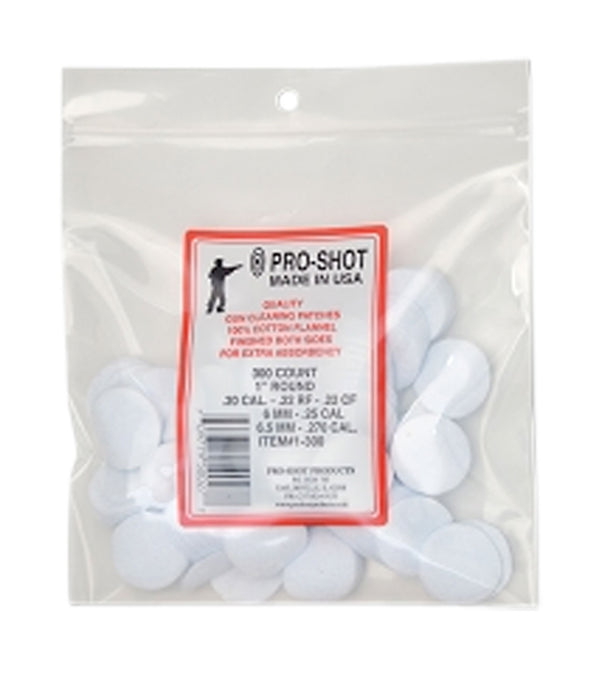 Pro-Shot 1300 Cleaning Patches  .22 - .270 Cal 1" Round Cotton Flannel 300 Per Bag