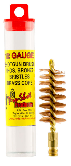 Pro-Shot 12S Bore Brush  12 Gauge Shotgun #5/16-27 Thread Bronze Bristles Looped Tip Brass Core