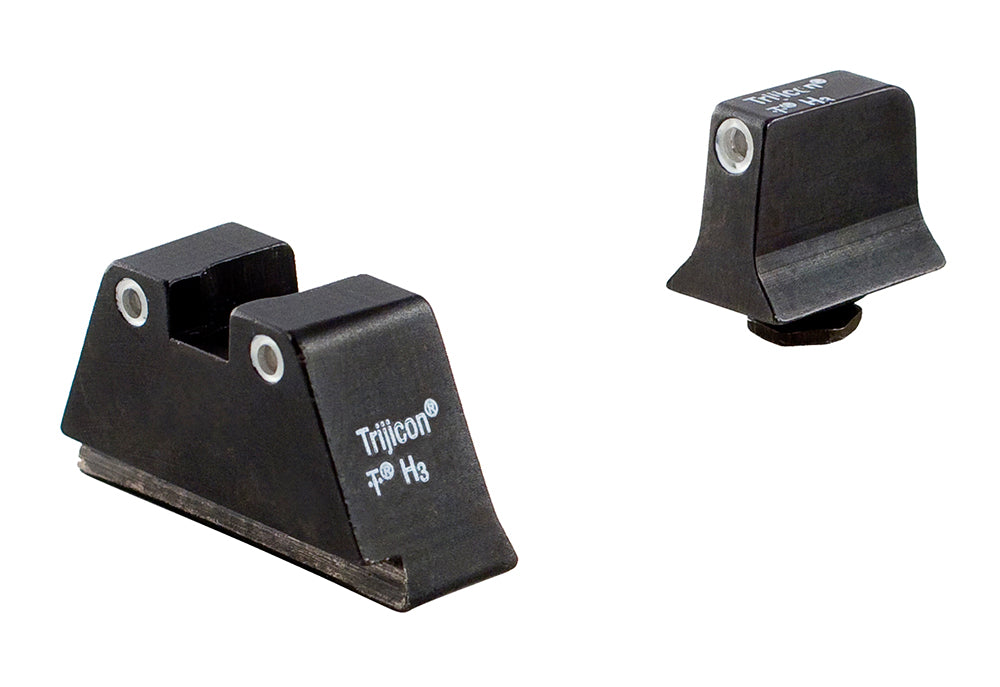 Trijicon 600649 Suppressor/Optic Height Night Sight Set White Tritium Front & Rear/Black Frame, Compatible w/Glock 17/17L/19/22/23/24/25/26/27/28/31/32/33/34/35/37/38/39/45