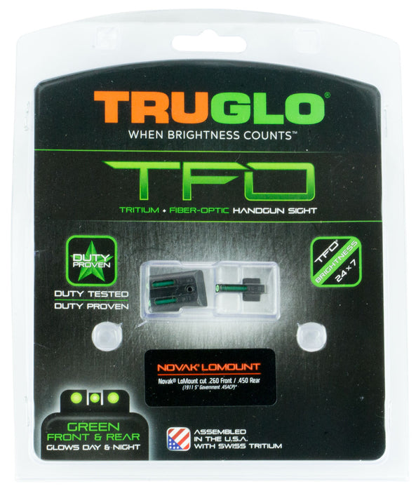 TruGlo TG131NTI TFO  Black | Green Tritium & Fiber Optic Front Sight Green Tritium & Fiber Optic Rear Sight