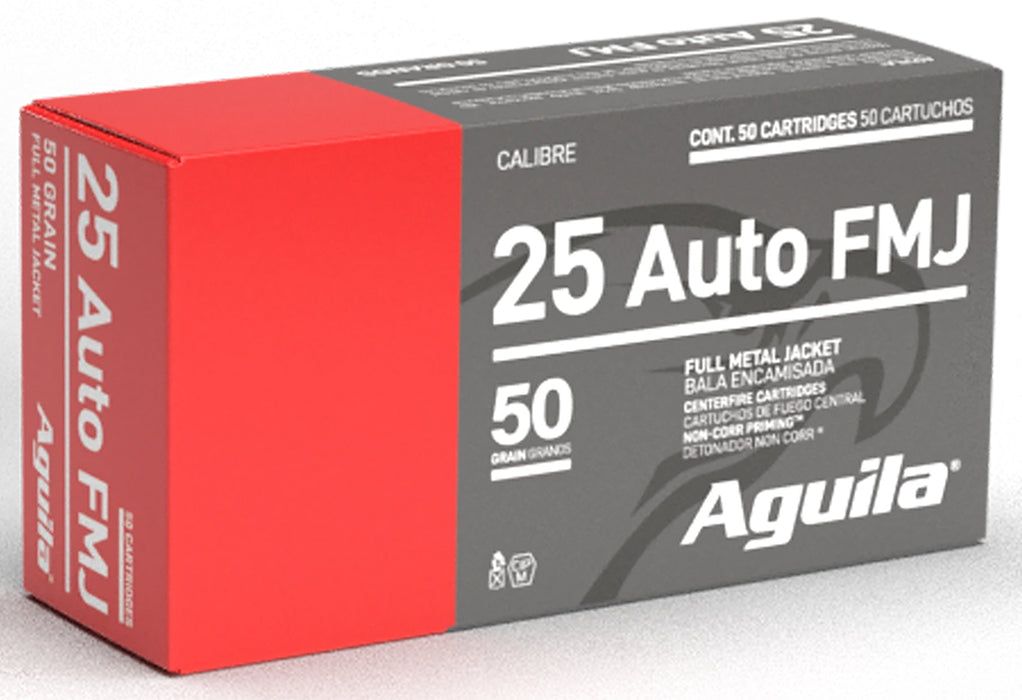 Aguila 1E252110 Target & Range  25 ACP 50 gr Full Metal Jacket (FMJ) 50 Per Box/20 Cs