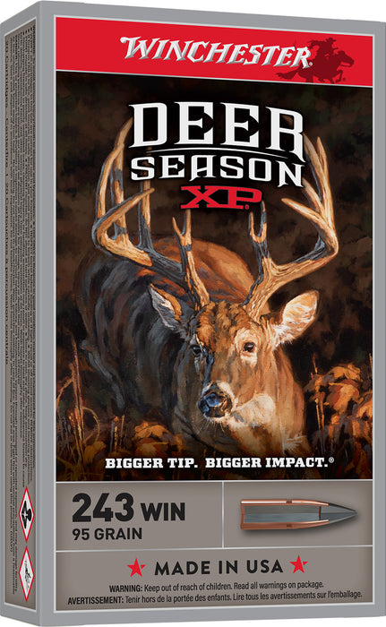 Winchester Ammo X243DS Deer Season XP  243 Win 95 gr 3100 fps Extreme Point 20 Bx/10 Cs