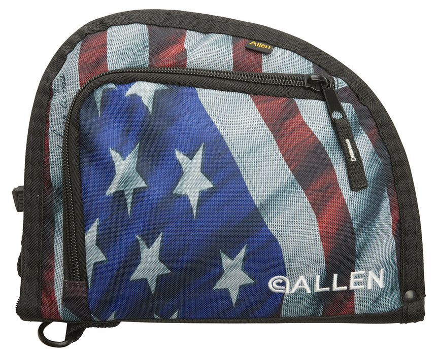 Allen 7719 Victory Auto Fit Handgun Case USA Flag Endura w/Black Trim, 1-Pocket, Knit Lining, Foam Padding & Lockable Zippers 9" x 7" Interior Dimensions