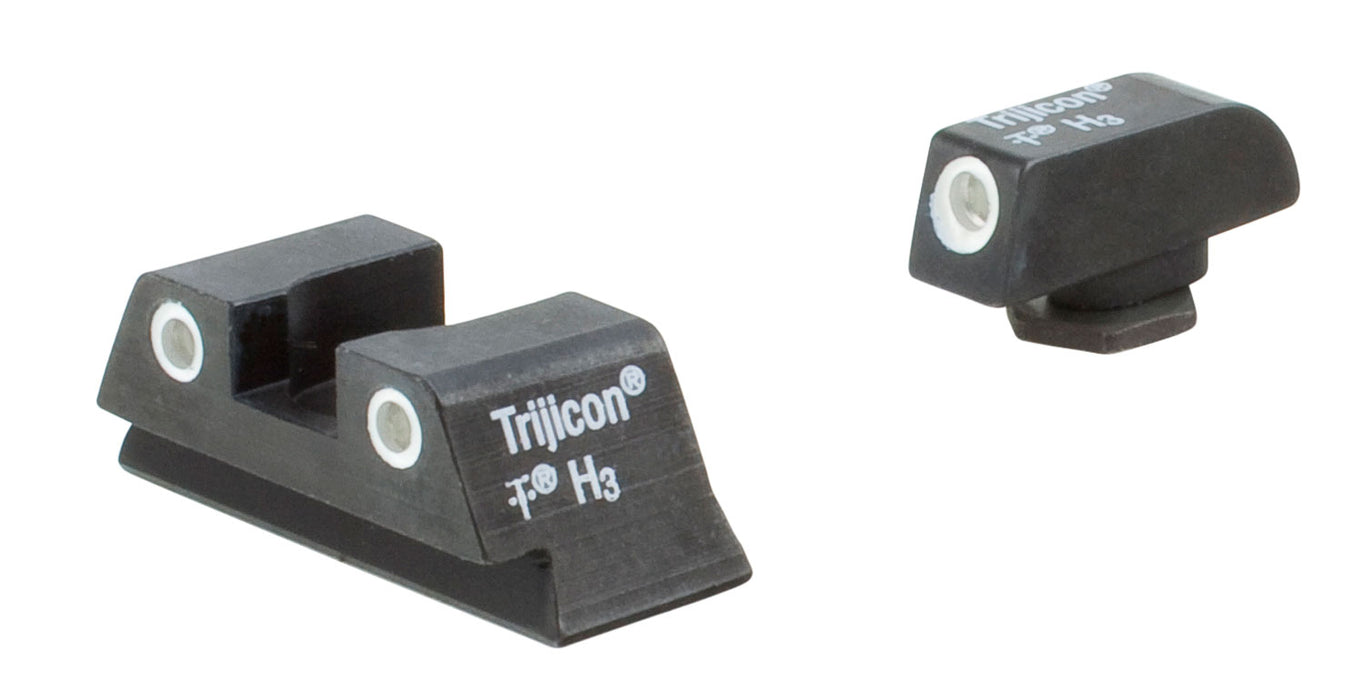 Trijicon 600777 Bright & Tough Night Sights- Glock Small Frames  Black | Green Tritium White Outline Front Sight Green Tritium White Outline Rear Sight