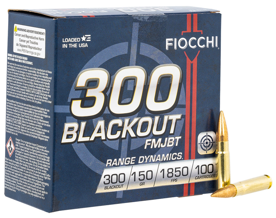 Fiocchi 300BARD1 Range Dynamics  300 Blackout 150 gr 1950 fps Full Metal Jacket Boat-Tail (FMJBT) 100 Bx/5 Cs