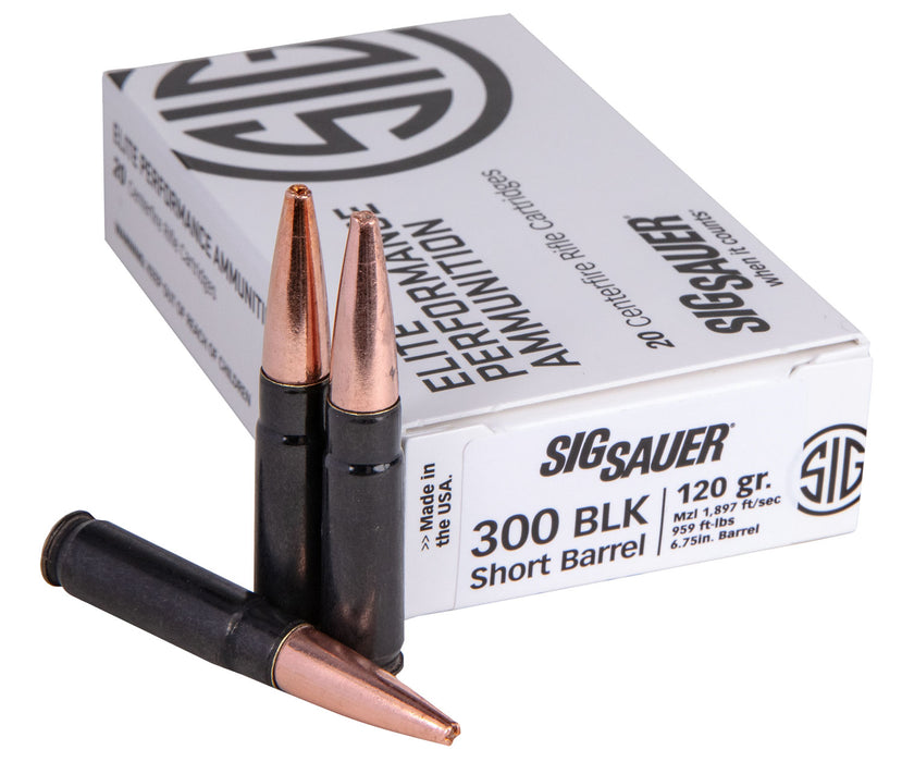 Sig Sauer E300H1SBR20 Elite Performance  300 Blackout 120 gr 1897 fps Copper Solid 20 Bx/10 Cs