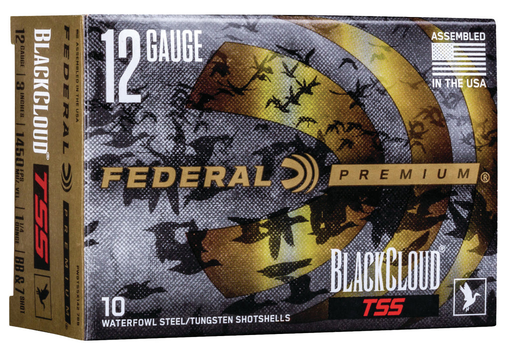 Federal PWBTSSX1427B Premium Black Cloud TSS 12 Gauge 3" 1 1/4 oz 1450 fps Steel/Tungsten 7, BB Shot 10 Bx/10 Cs