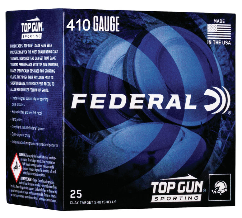 Federal TGS4121475 Top Gun Sporting 410 Gauge 2.50" 1/2 oz 1330 fps 7.5 Shot 25 Bx/10 Cs
