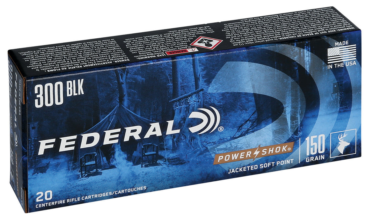 Federal 300BLKB Power-Shok Hunting 300 Blackout 150 gr Jacketed Soft Point (JSP) 20 Per Box/ 10 Cs