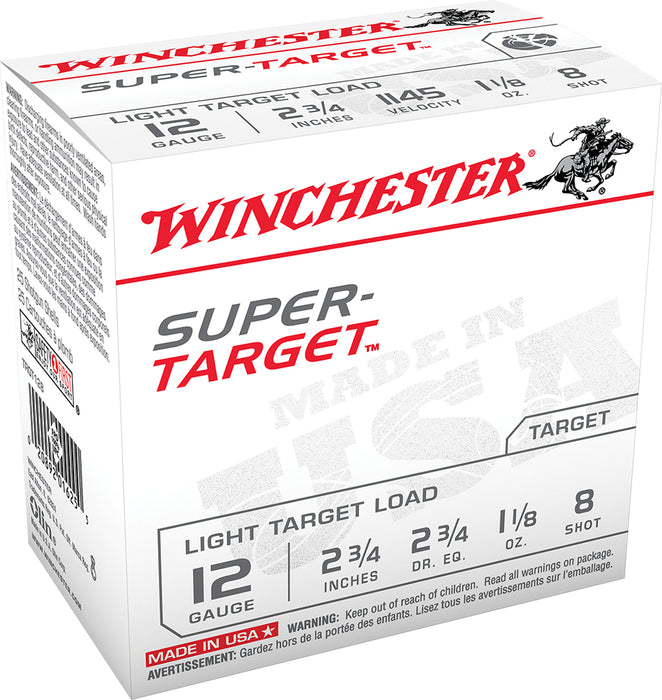 Winchester Ammo TRGT128 Super-Target Light Target 12 Gauge 2.75" 1 1/8 oz 1145 fps 8 Shot 25 Bx/10 Cs