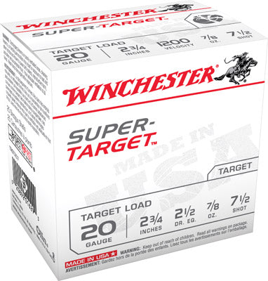 Winchester Ammo TRGT207 Super-Target  20 Gauge 2.75" 7/8 oz 1200 fps 7.5 Shot 25 Bx/10 Cs